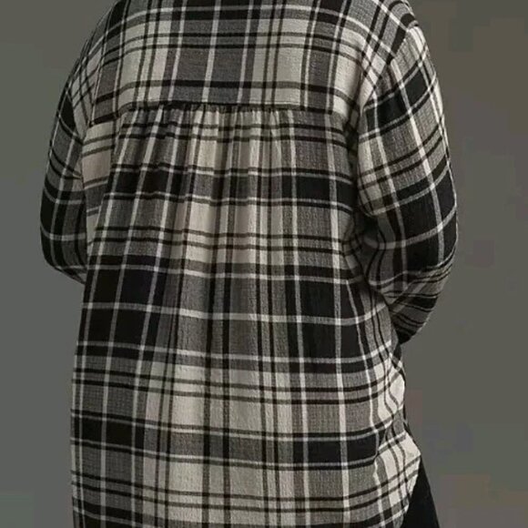 Anthropologie Pilcro Hadley Relaxed Plaid Shirt 3X Button Front Flannel Cabin - Picture 2 of 8